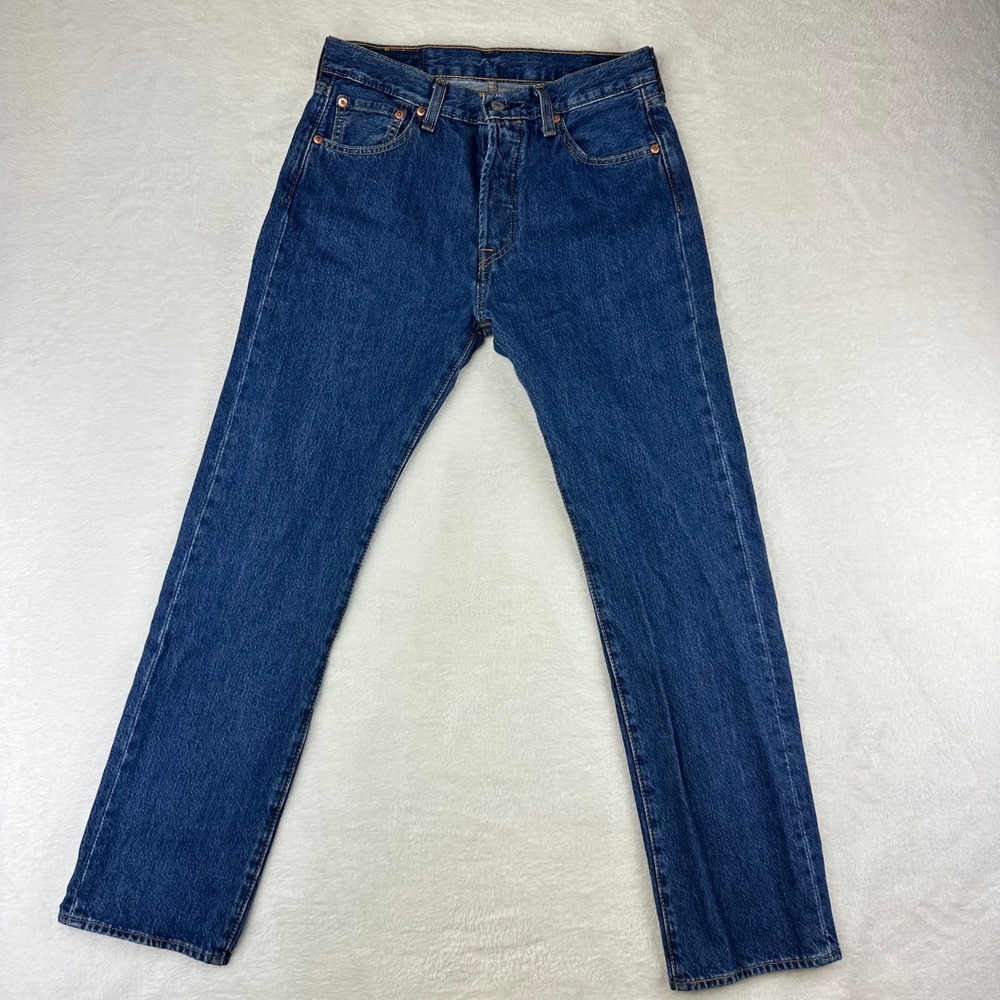 Levi's Jeans Mens Straight 501 Original Fit 30x32 Blue Button Fly Cotton Denim